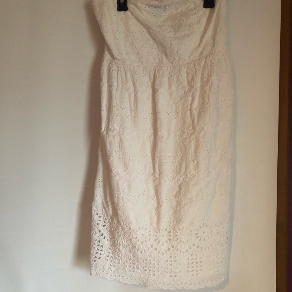 Strapless white dress